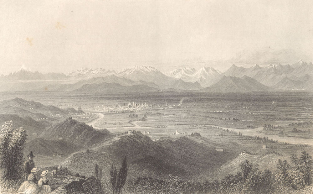 PIEMONTE. Turin, and the plain of Piedmont. Torino. BARTLETT 1838 old print